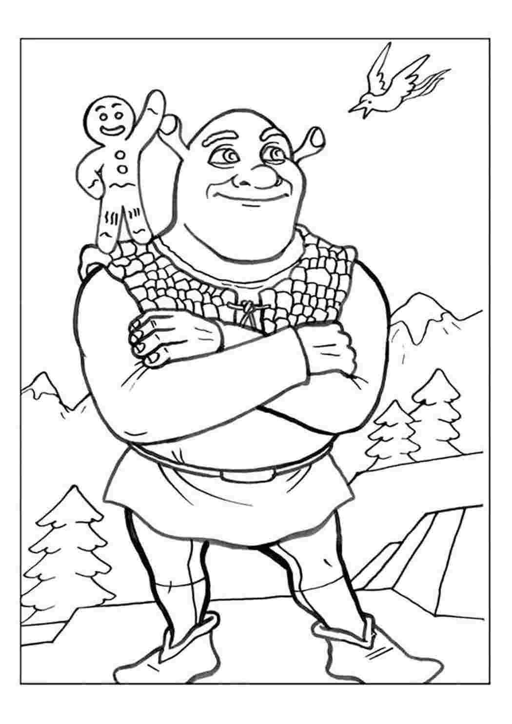 Шрек и осел раскраска