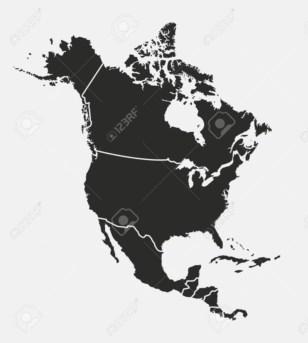 Материк Северная Америка на карте