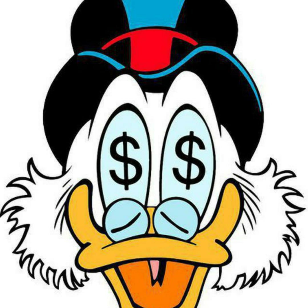 Дональд дак с долларами в глазах