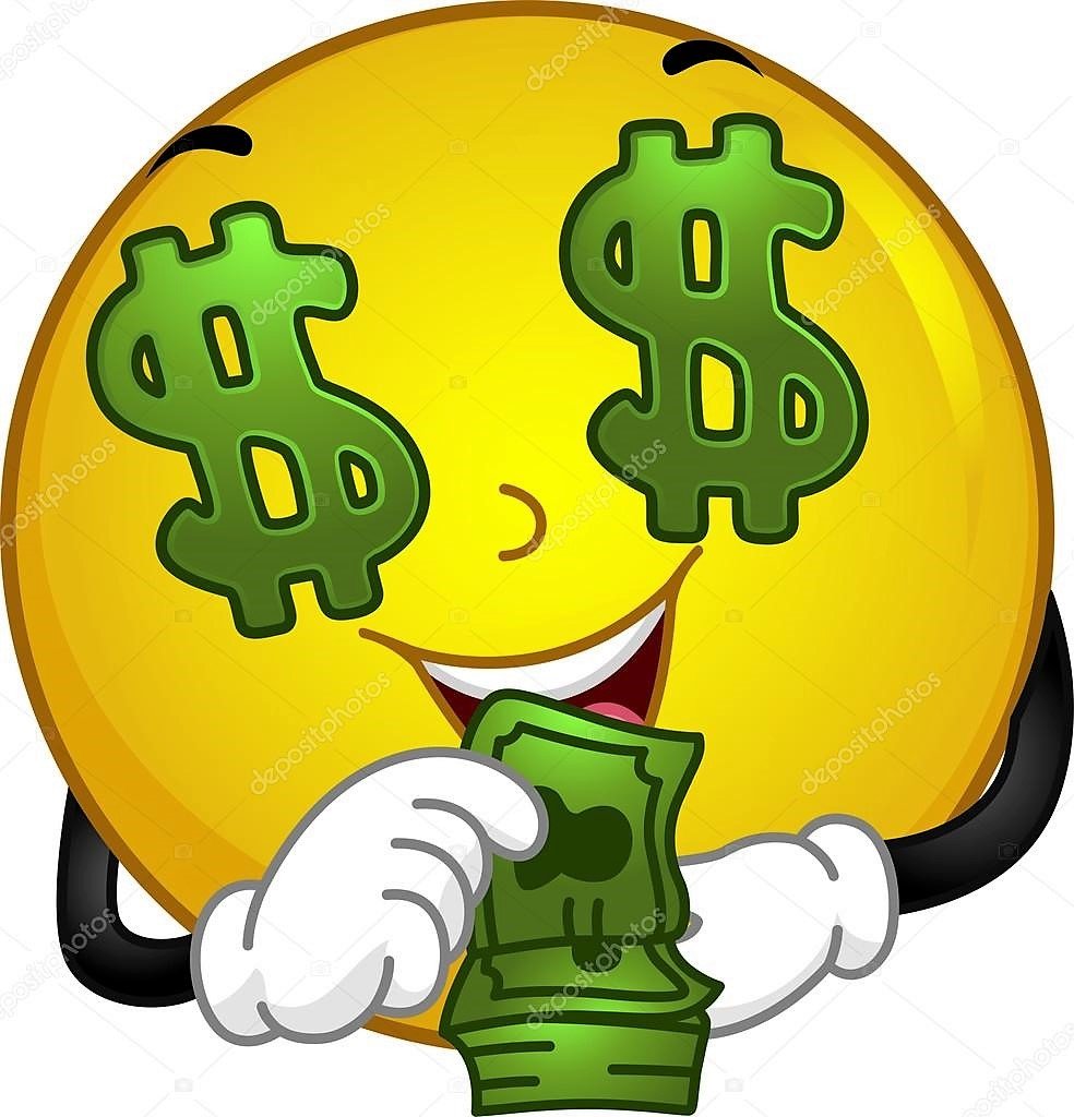 Смайлик с долларами в глазах