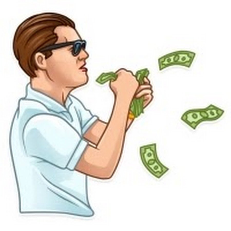 Стикер мужчина с деньгами