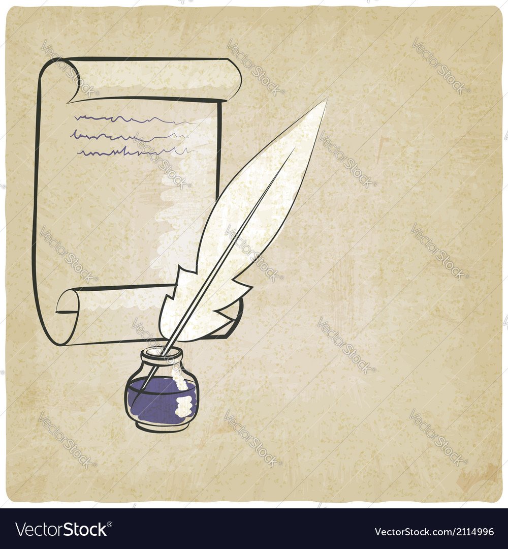 Лист бумаги перо и чернильница