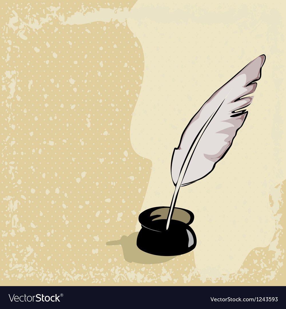 Рамка с пером и чернильницей