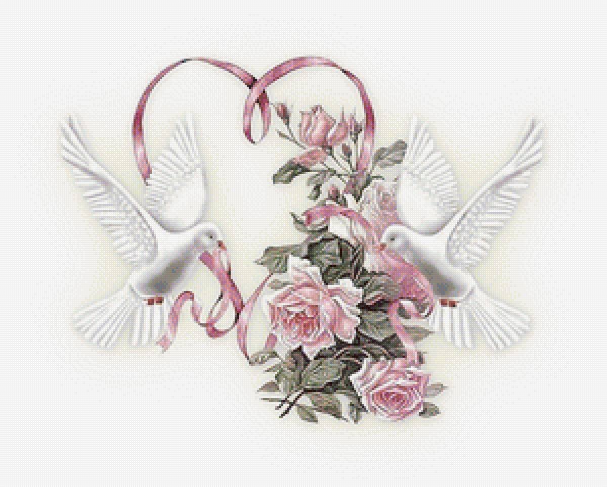 Два свадебных голубя