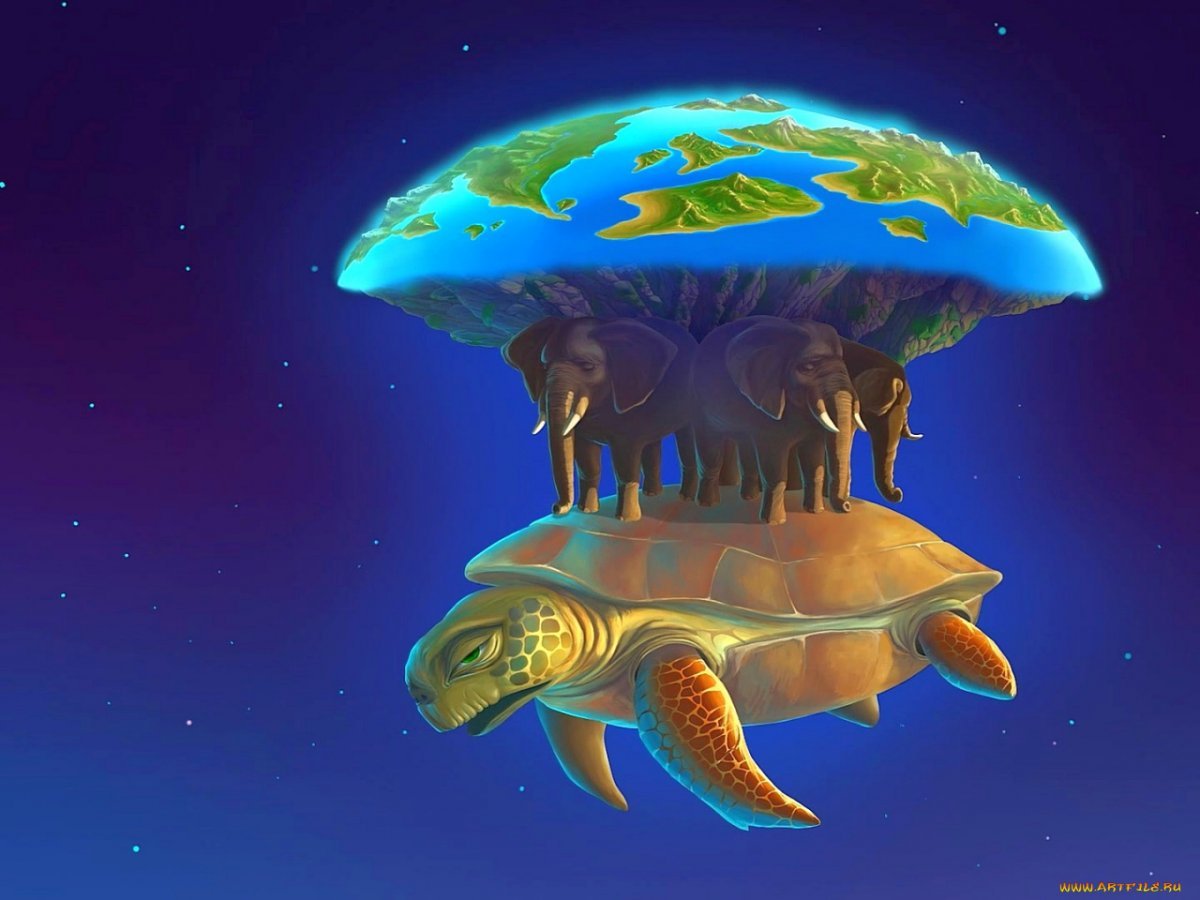 Держится на трех китах. Земля на 3 слонах и черепахе. Земля на трех китах. Земля на китах и черепахе. Мир на черепахе.