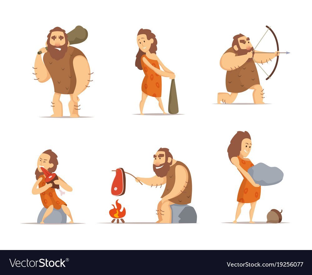 Первобытный человек Векторная Графика