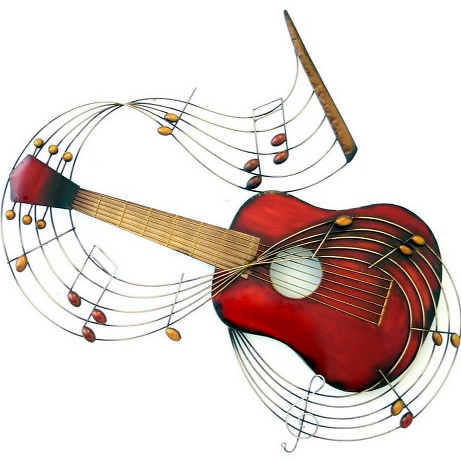 Гитара и Ноты на прозрачном фоне