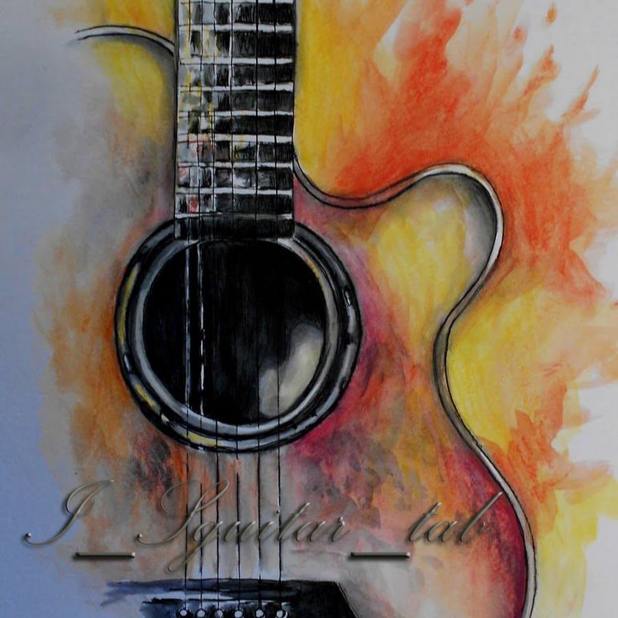 Гитара акварель