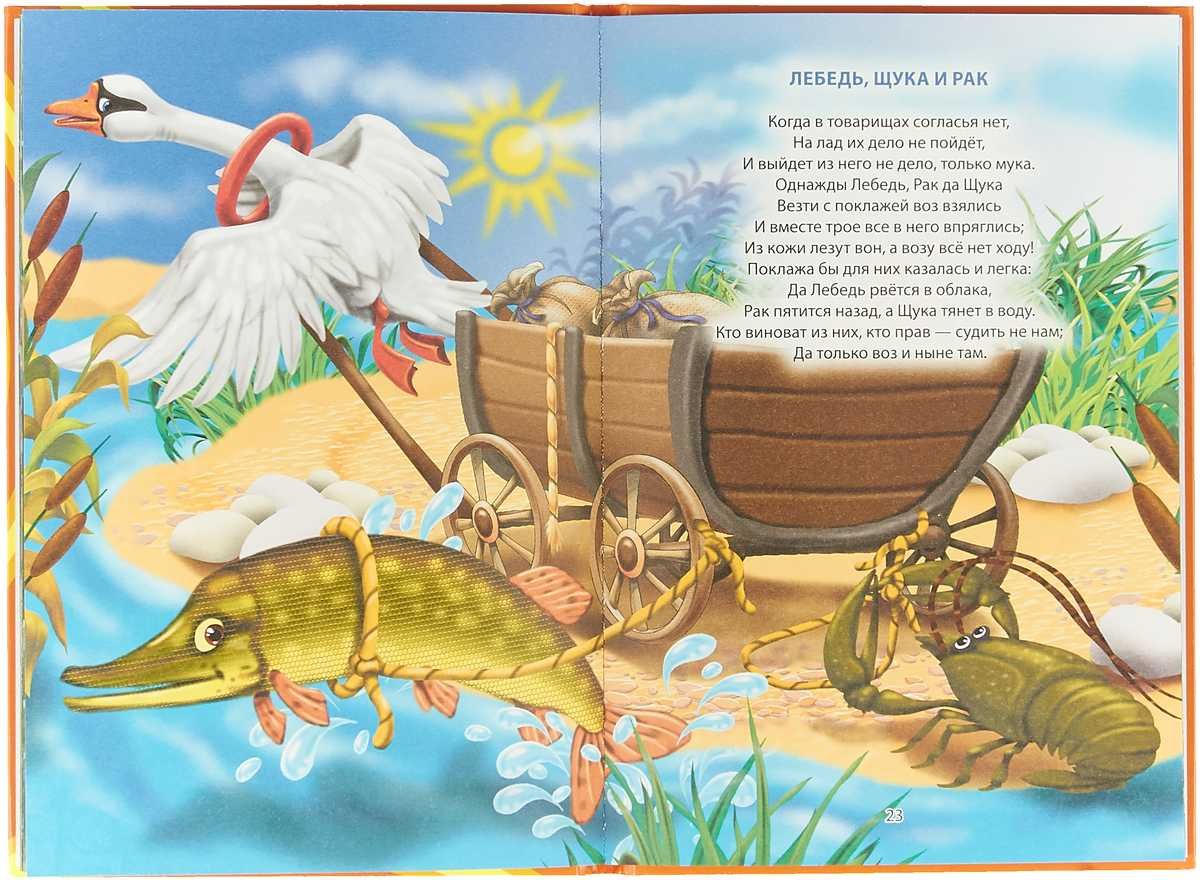 Лебедь, щука и рак. Басни