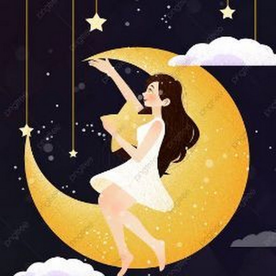 Девушка сидит на Луне