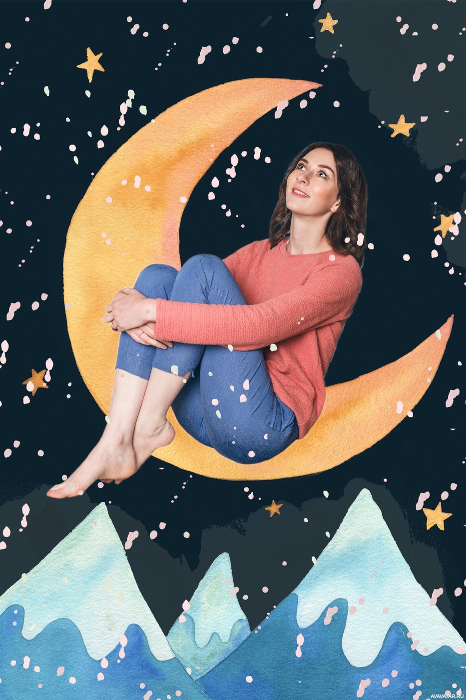 Девочка на луне картинка