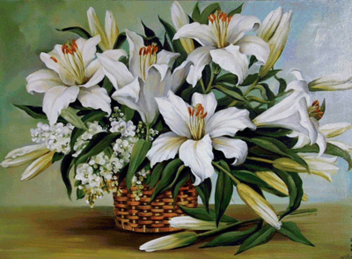 Бузин. Букет белых лилий