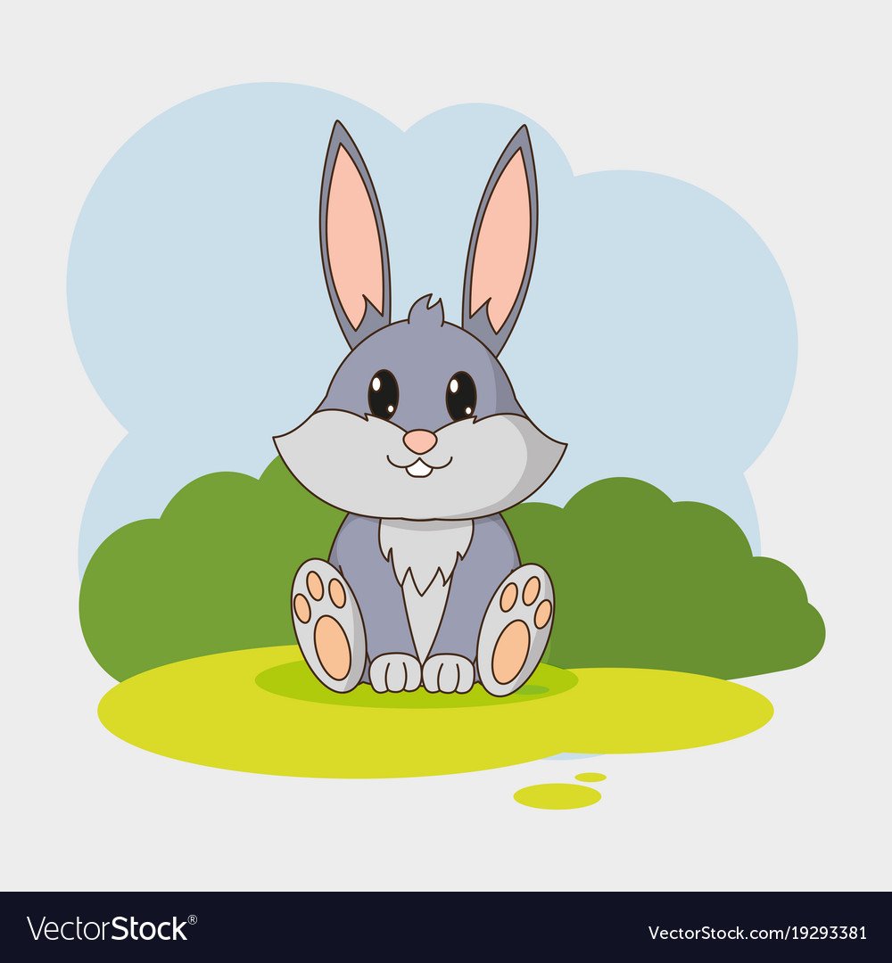 Заяц сидит мультяшный