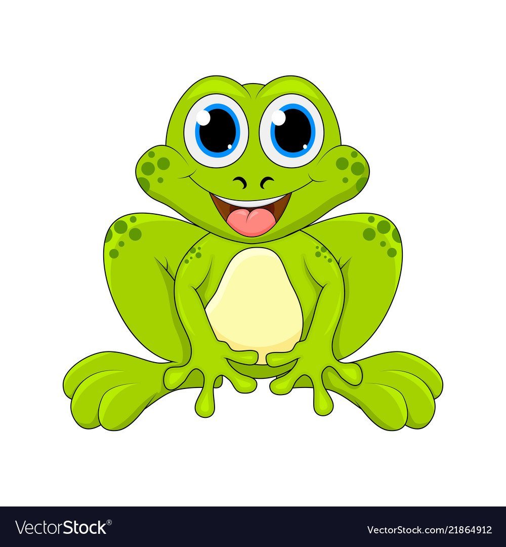 Лягушка на белом фоне мультяшная