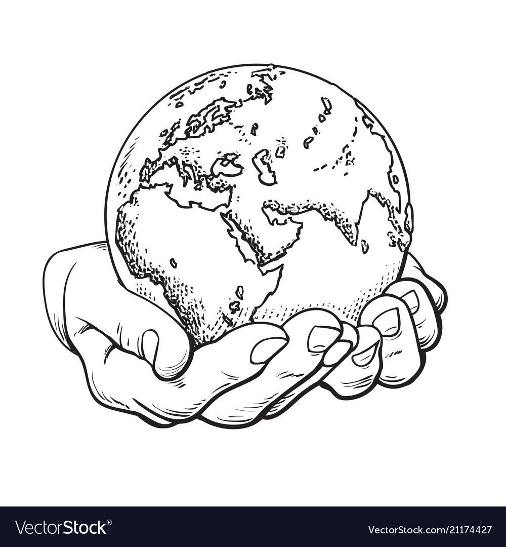 Планета в руках раскраска