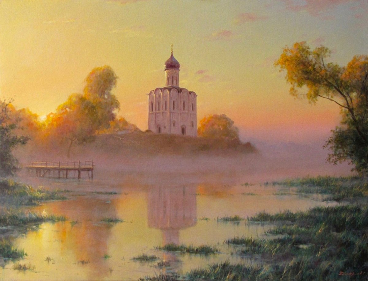 Храм Покрова на Нерли маслом