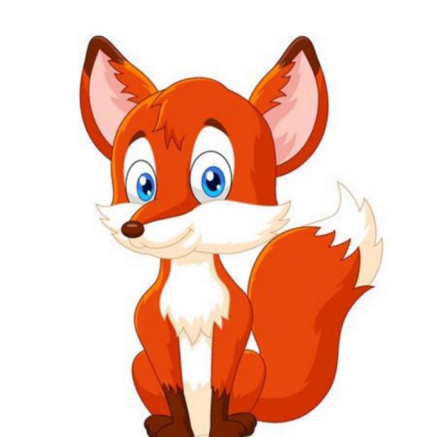Лиса мультяшная на белом фоне