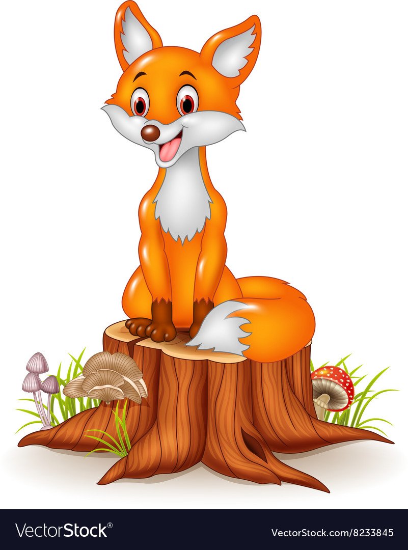 Лиса на пеньке