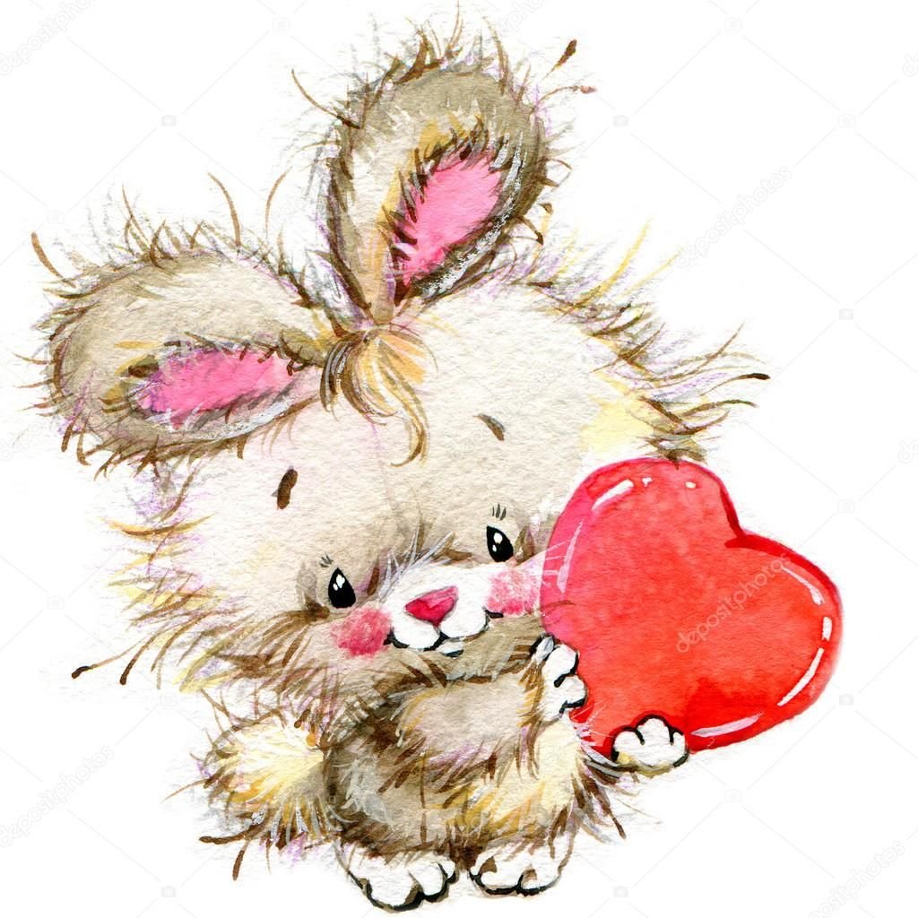 Милые зайчики с сердечками