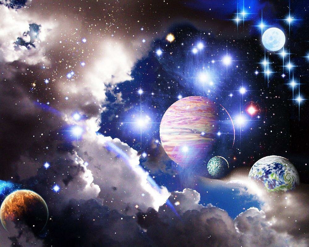 Звездное небо с планетами