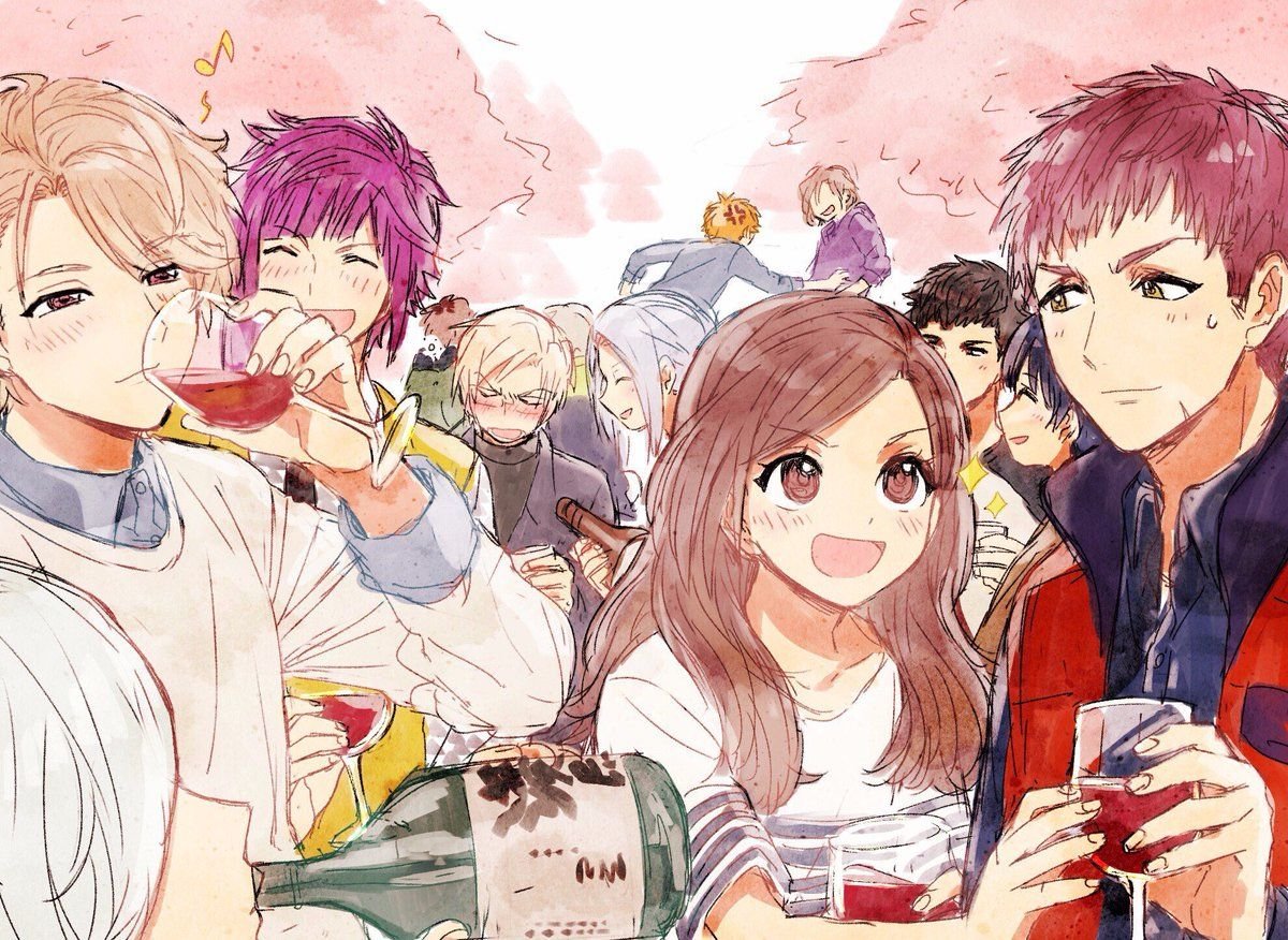 Аниме друзья обнимаются