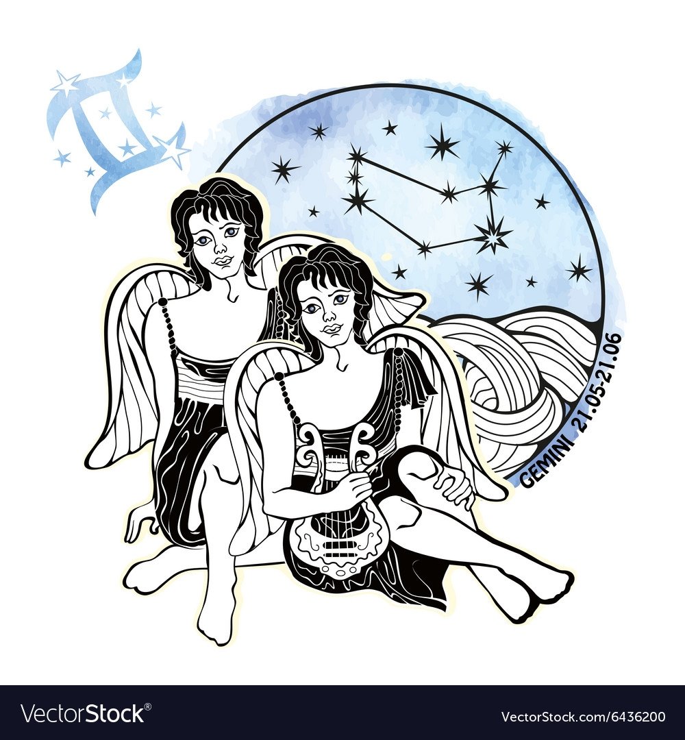 Знак зодиака Близнецы на белом фоне