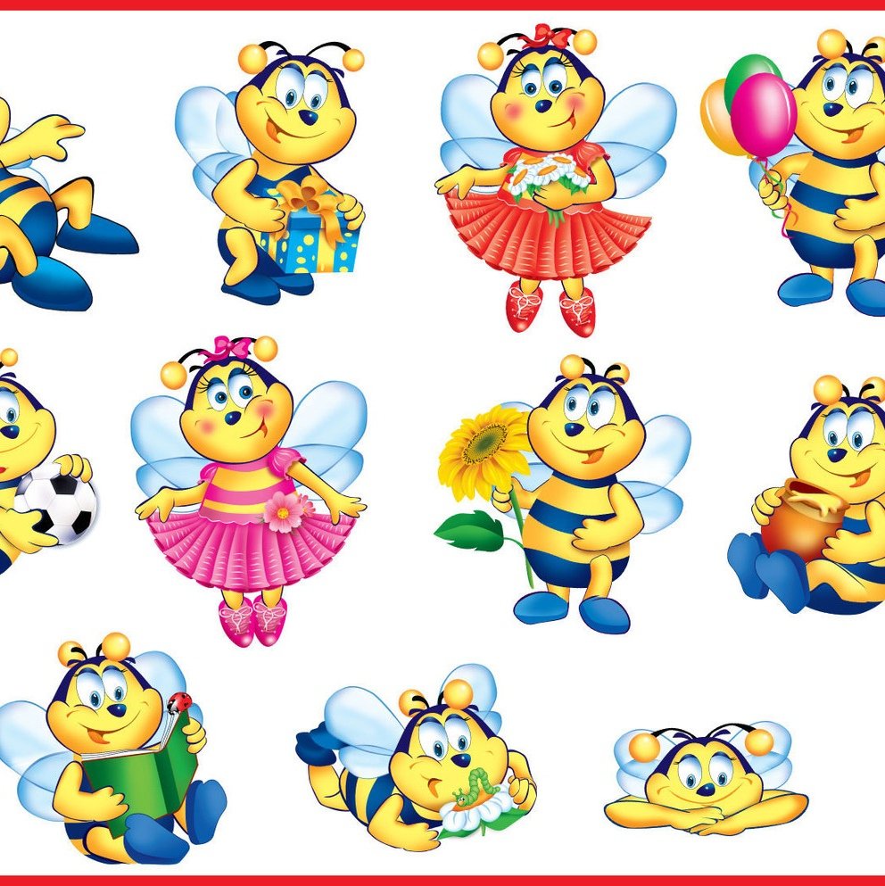 Пчелки для детей цветную