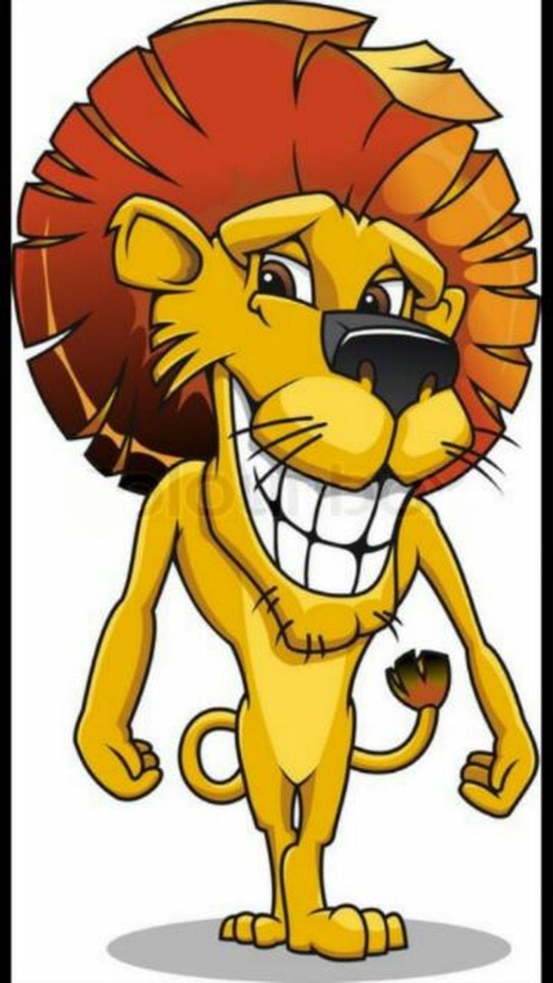 Лев улыбается мультяшный