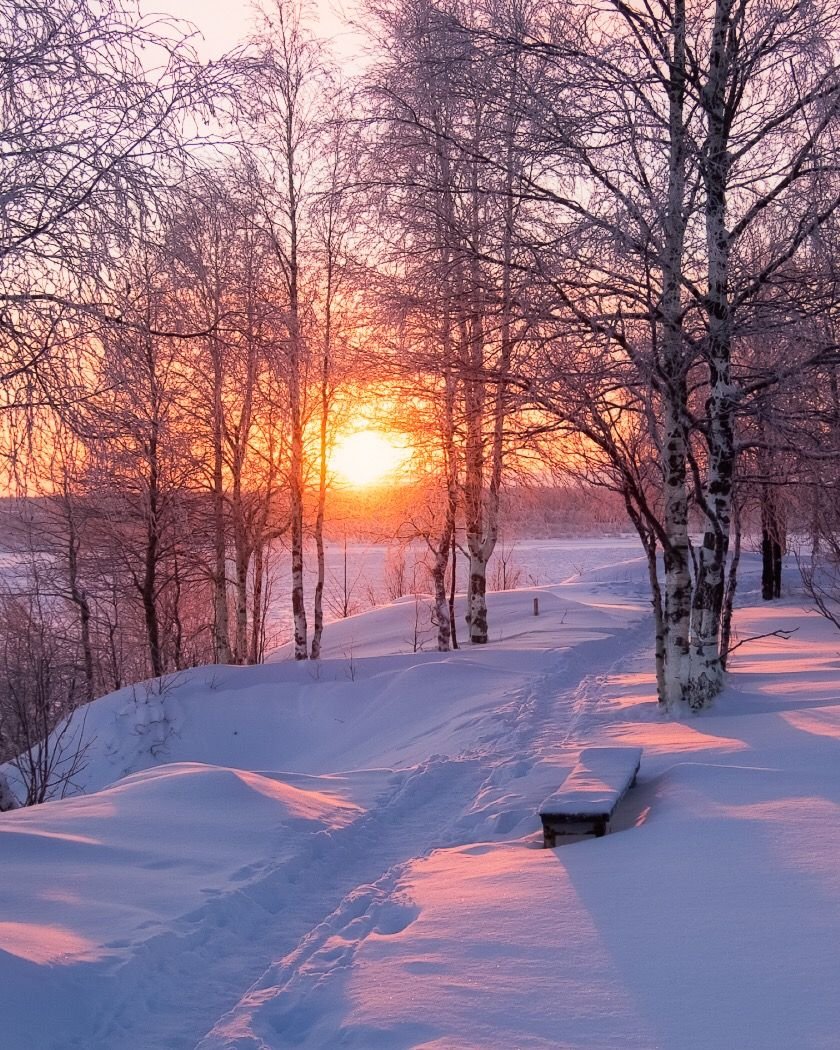 Закатный пейзаж зимой
