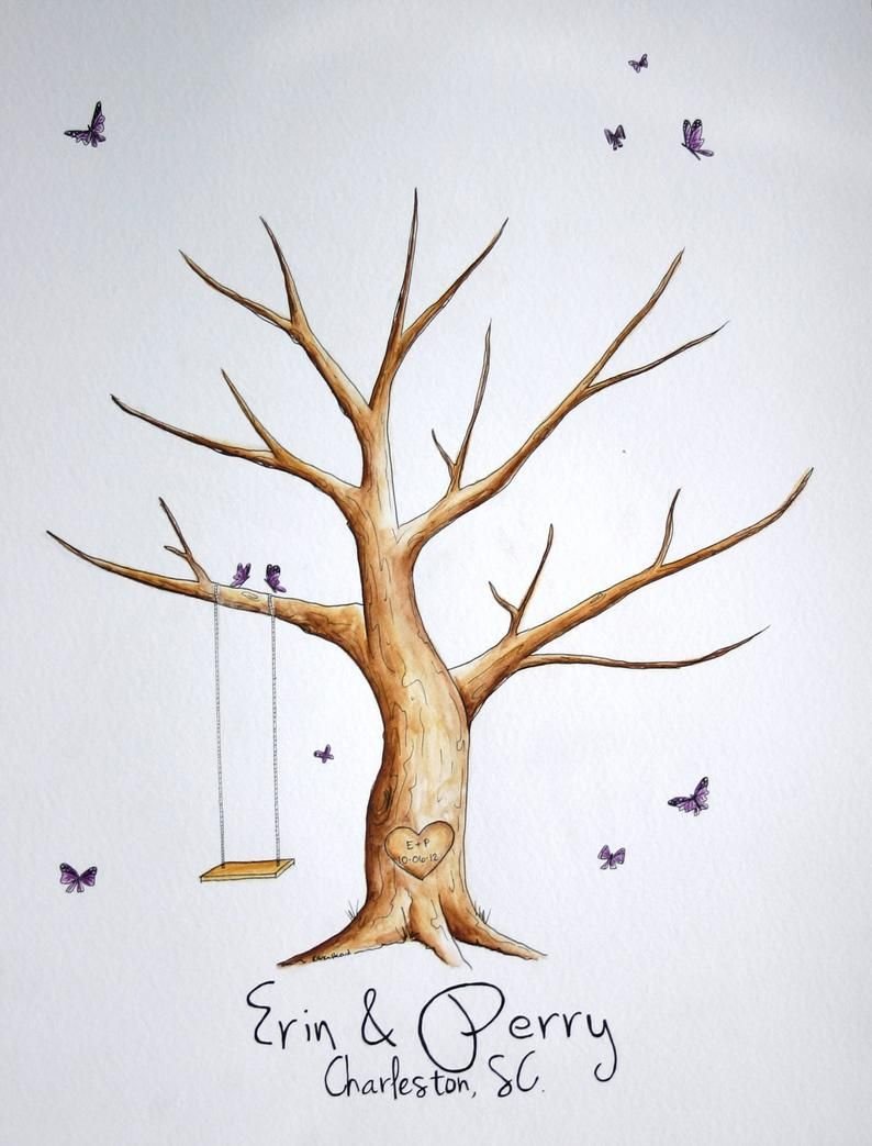 Дерево желаний рисунок карандашом