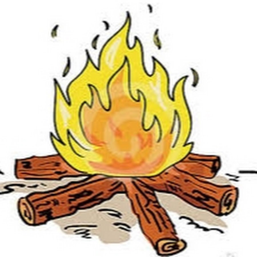 Костер в лесу на белом фоне