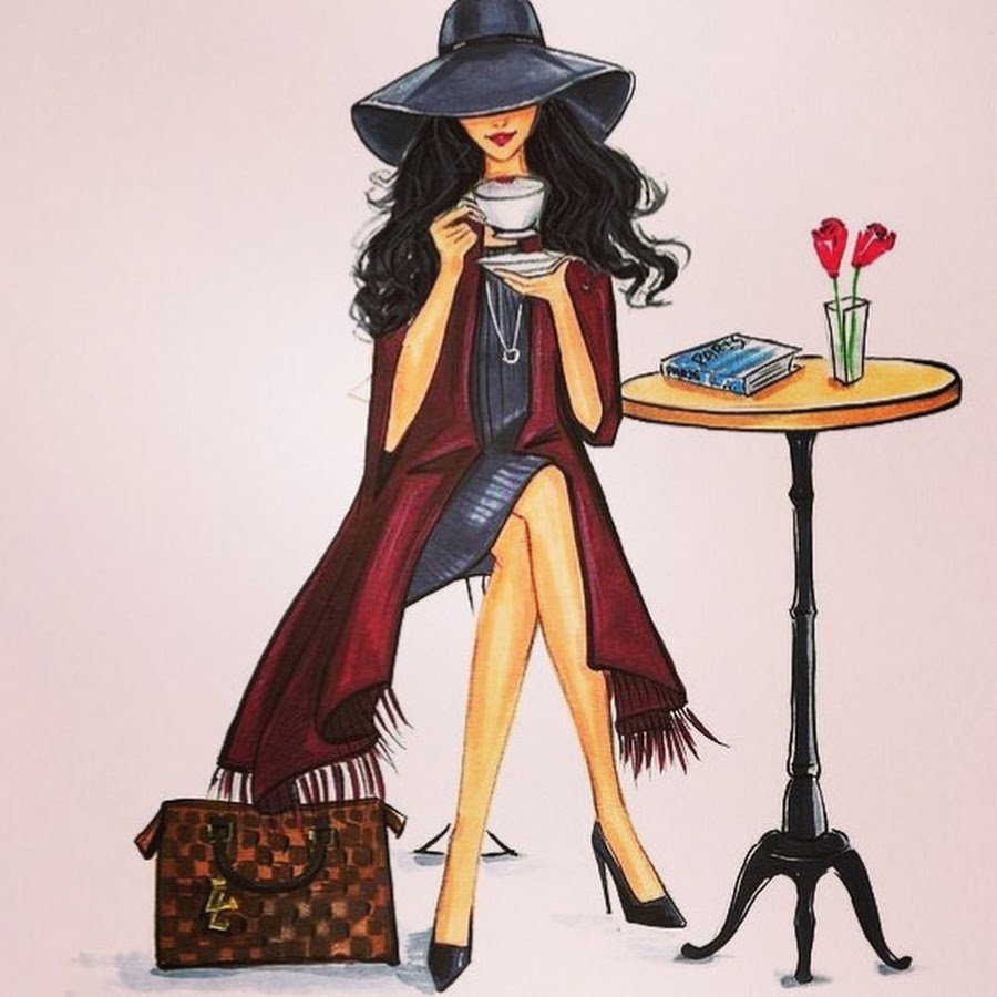 Модные нарисованные девушки
