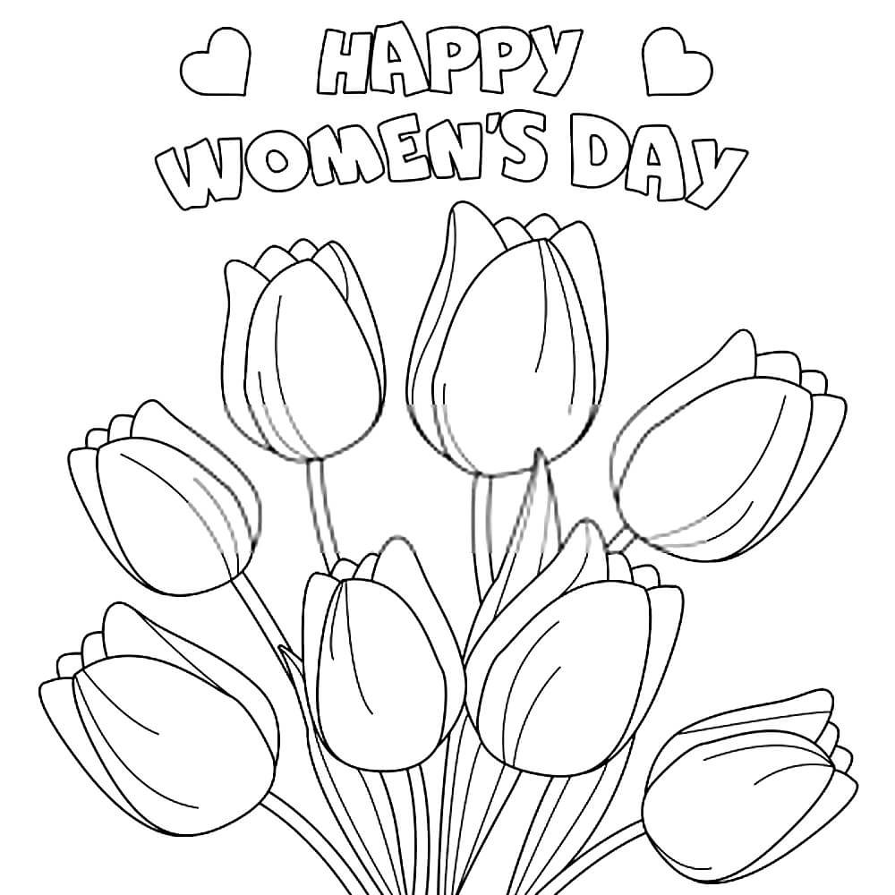 Открытка 8 марта раскраска на английском