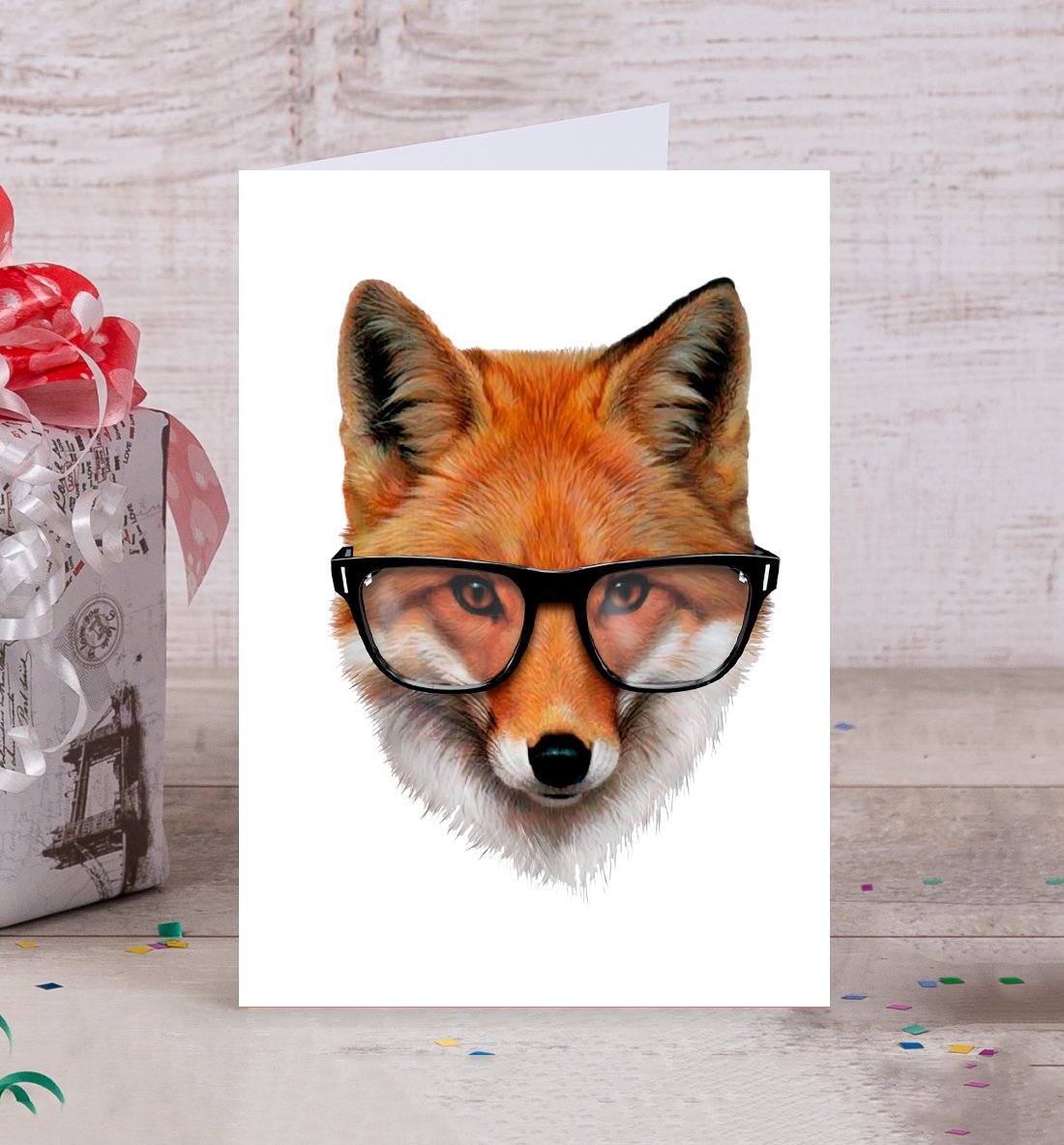 Лиса в очках арт