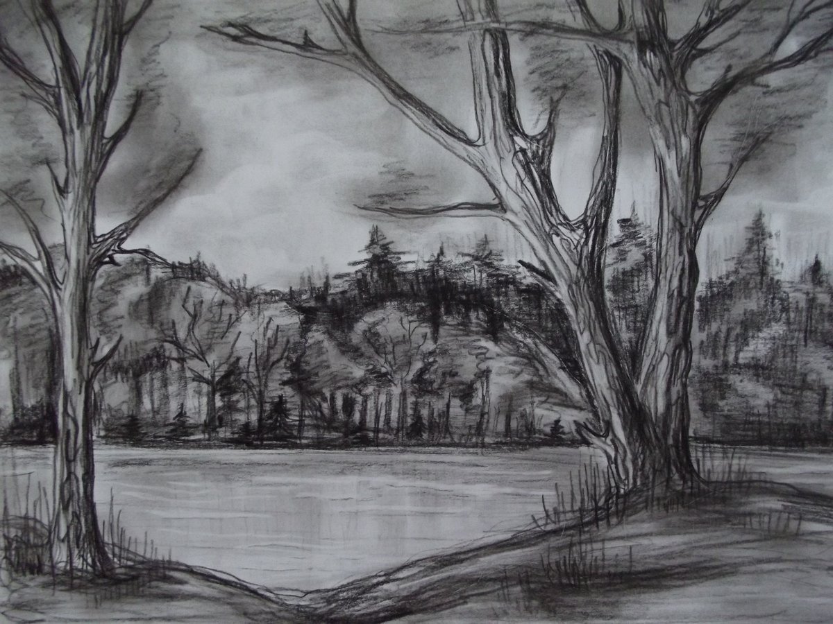 Пейзаж карандашом