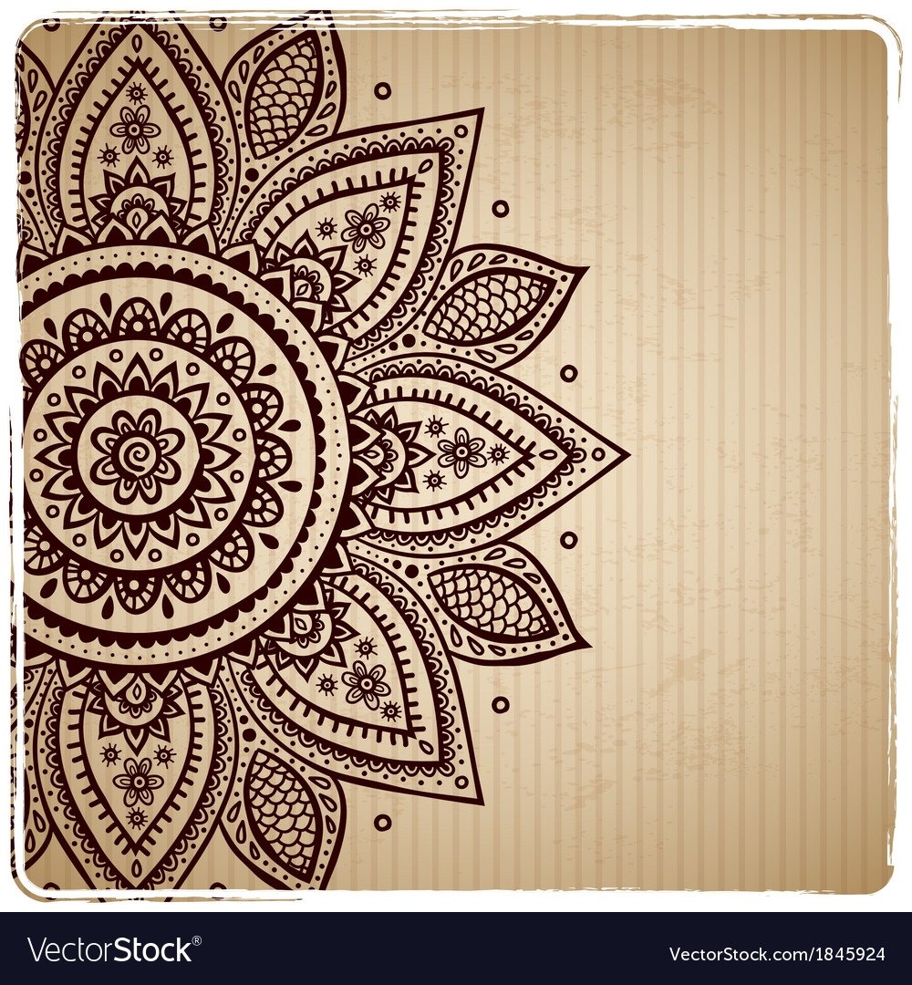 Узор в индийском стиле мехенди на стене