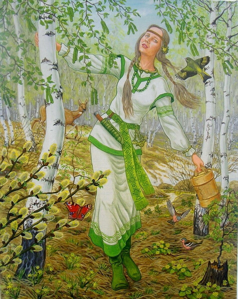 Вышивка девушка осень