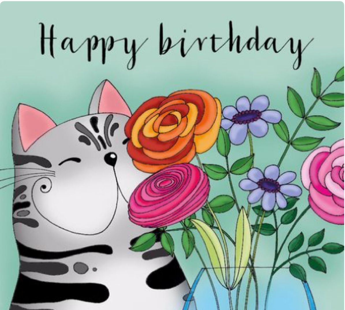 Открытка с днём рождения женщине стильная с котиками