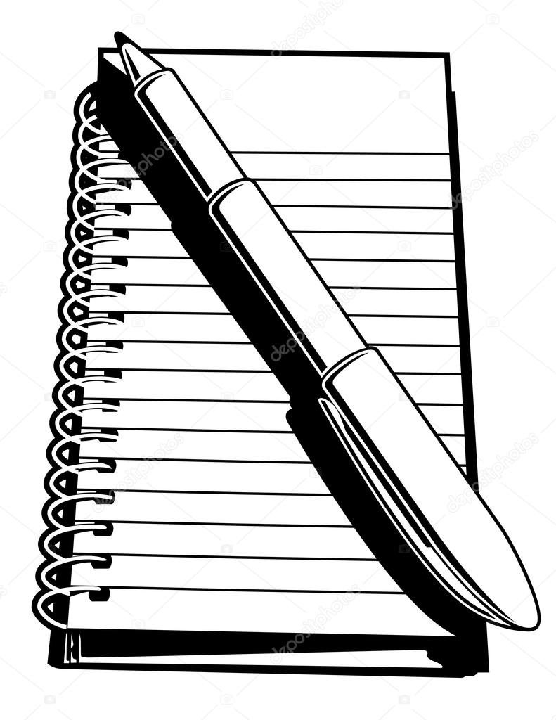 Блокнот с ручкой контур