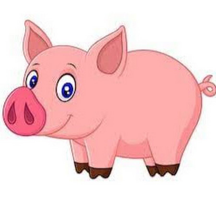 Мультяшная свинья боком