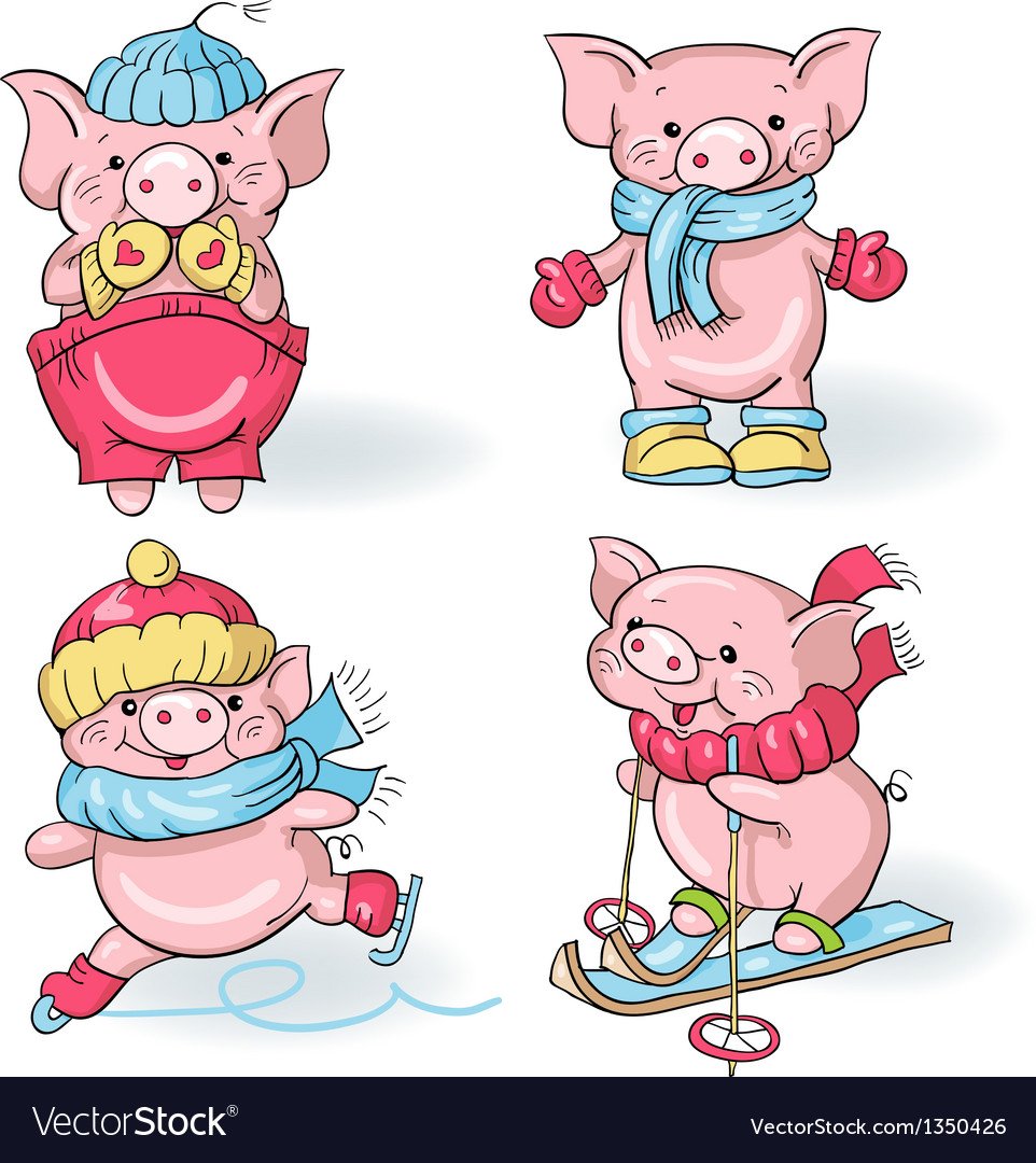 Стикер веселый поросенок