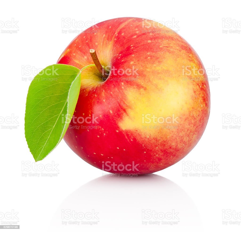 Яблоко красно желтое на белом фоне
