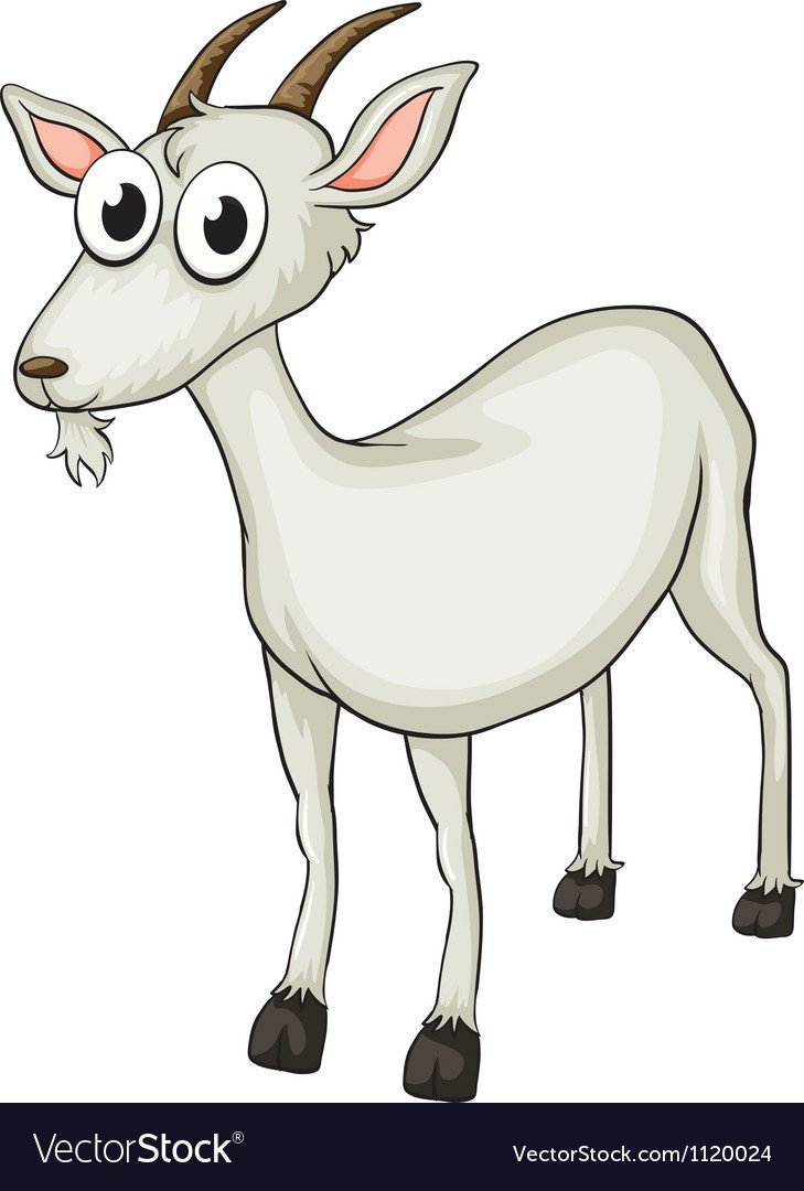 Коза мультяшная на белом фоне