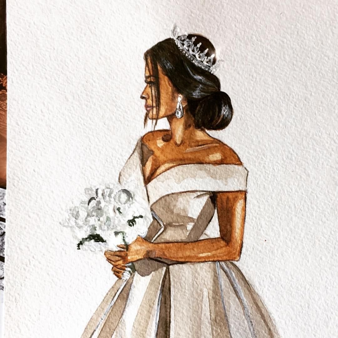 Нарисованная невеста спиной