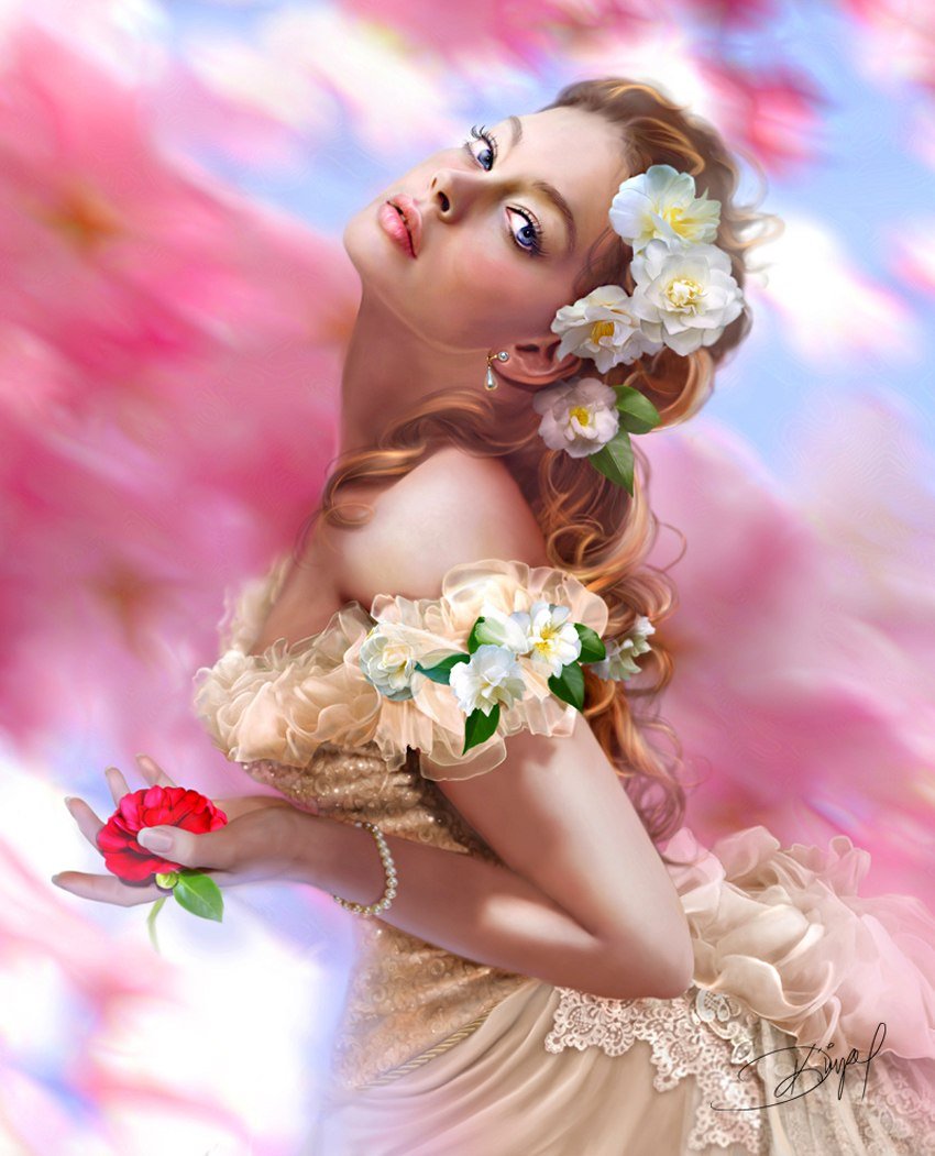 Девушка с цветами