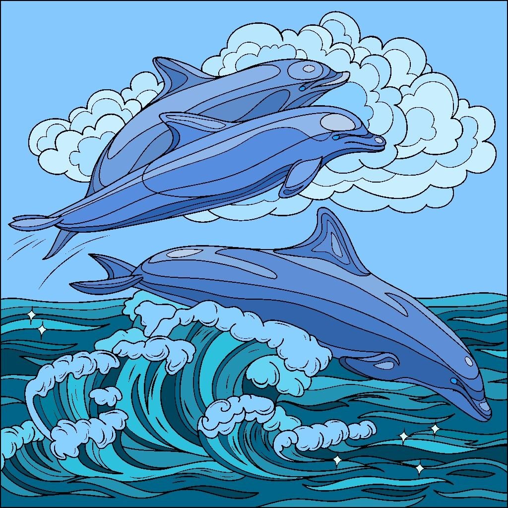 Раскраска киты и дельфины