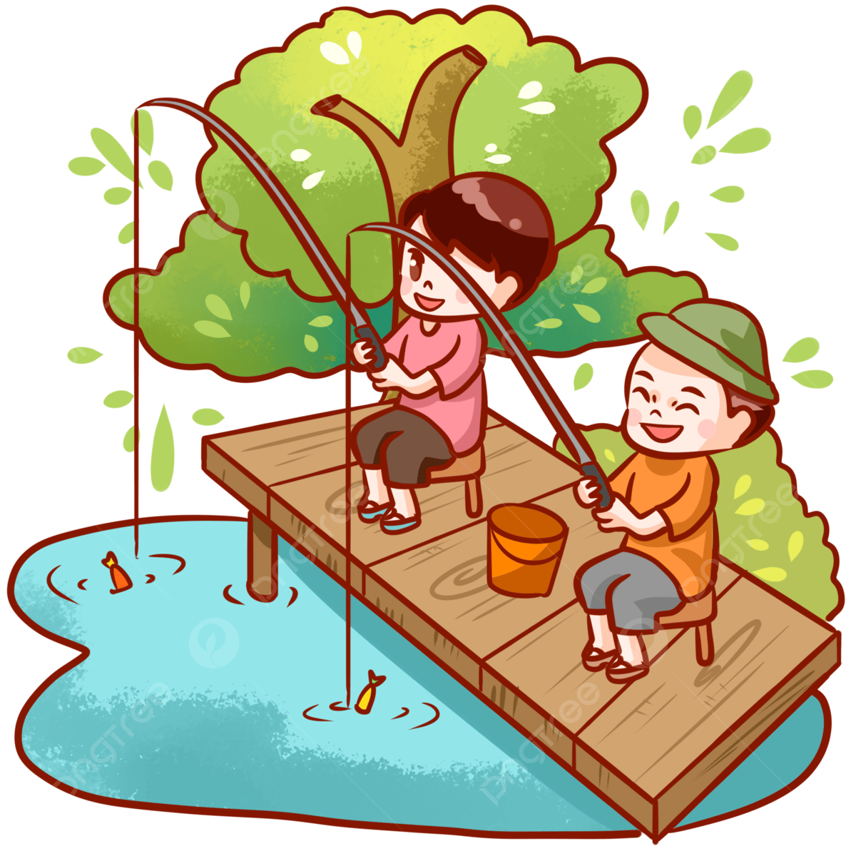 Рыбалка для детей на прозрачном фоне