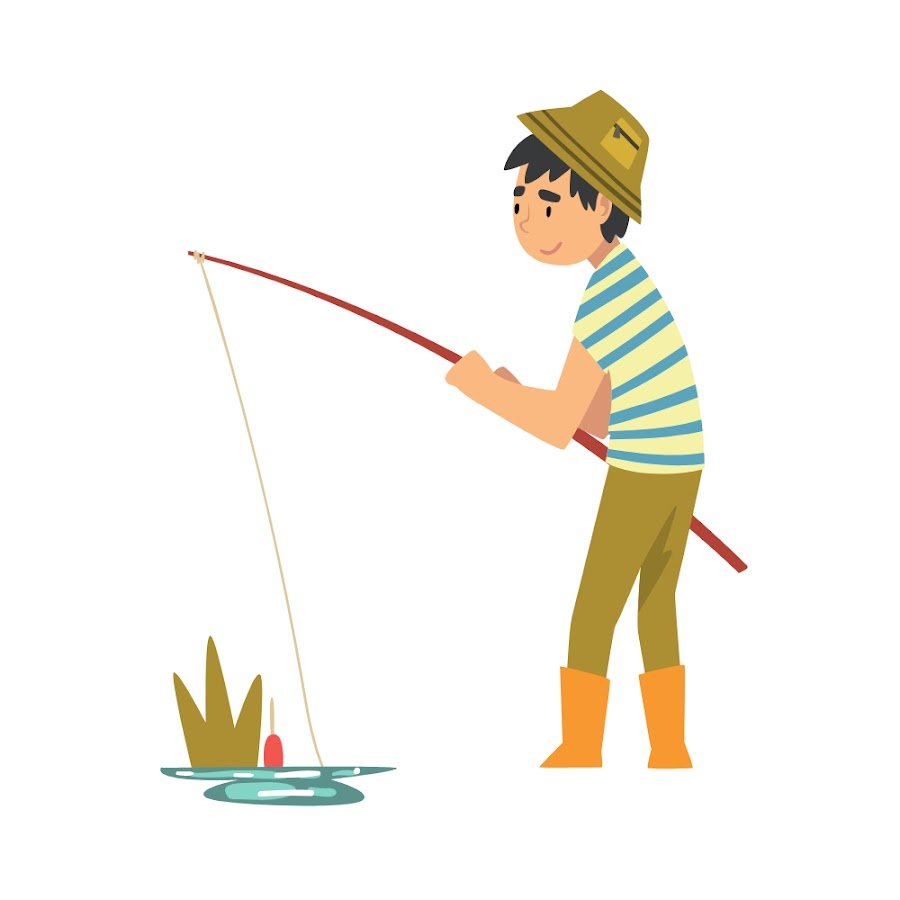 Мальчик ловит рыбу