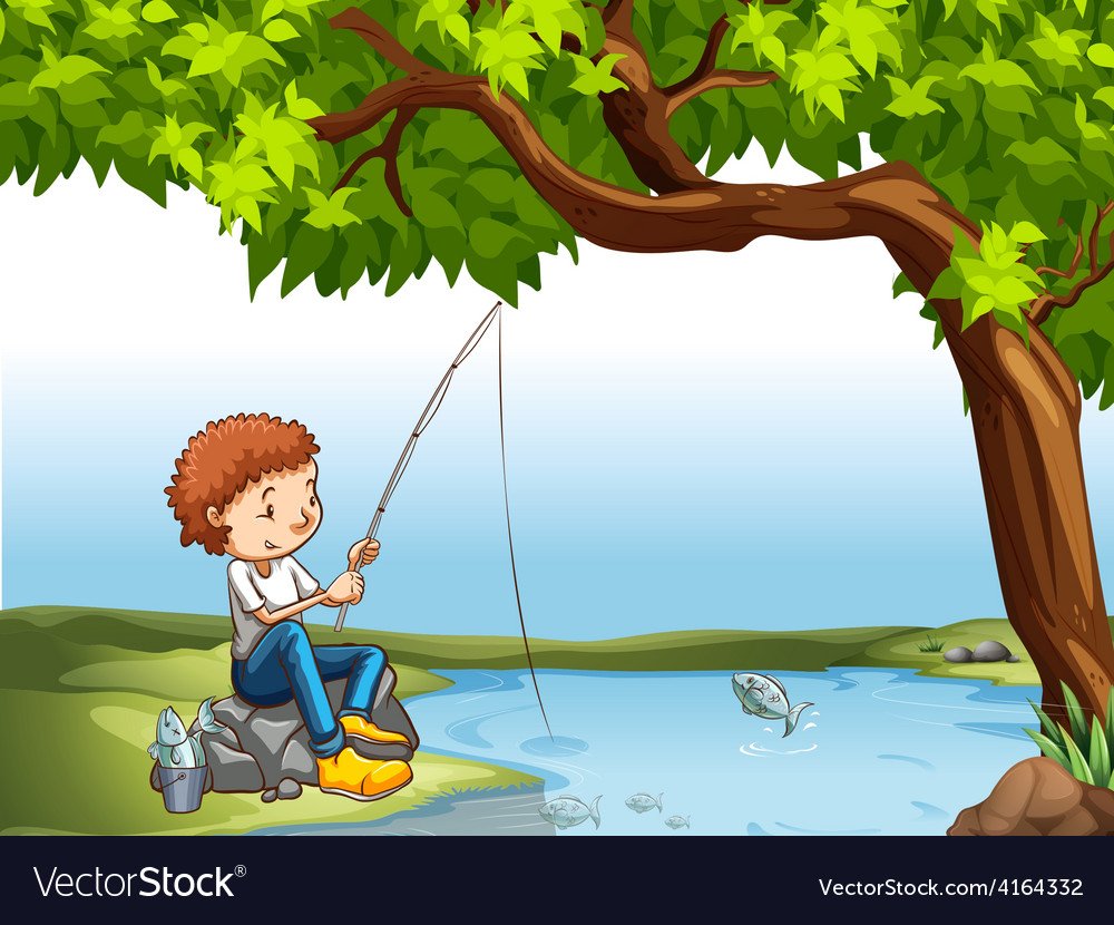 Дети на рыбалке иллюстрация
