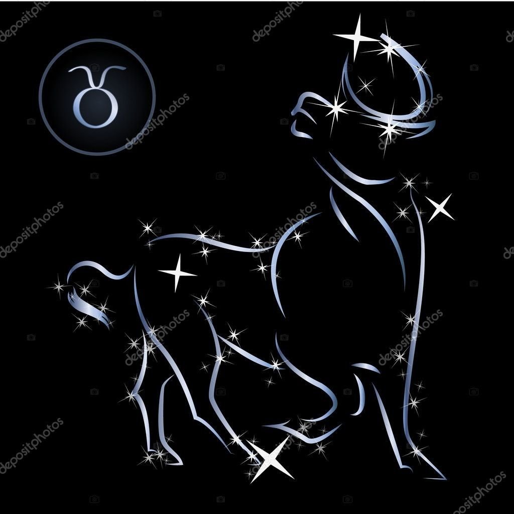 Знак зодиака Телец на черном фоне